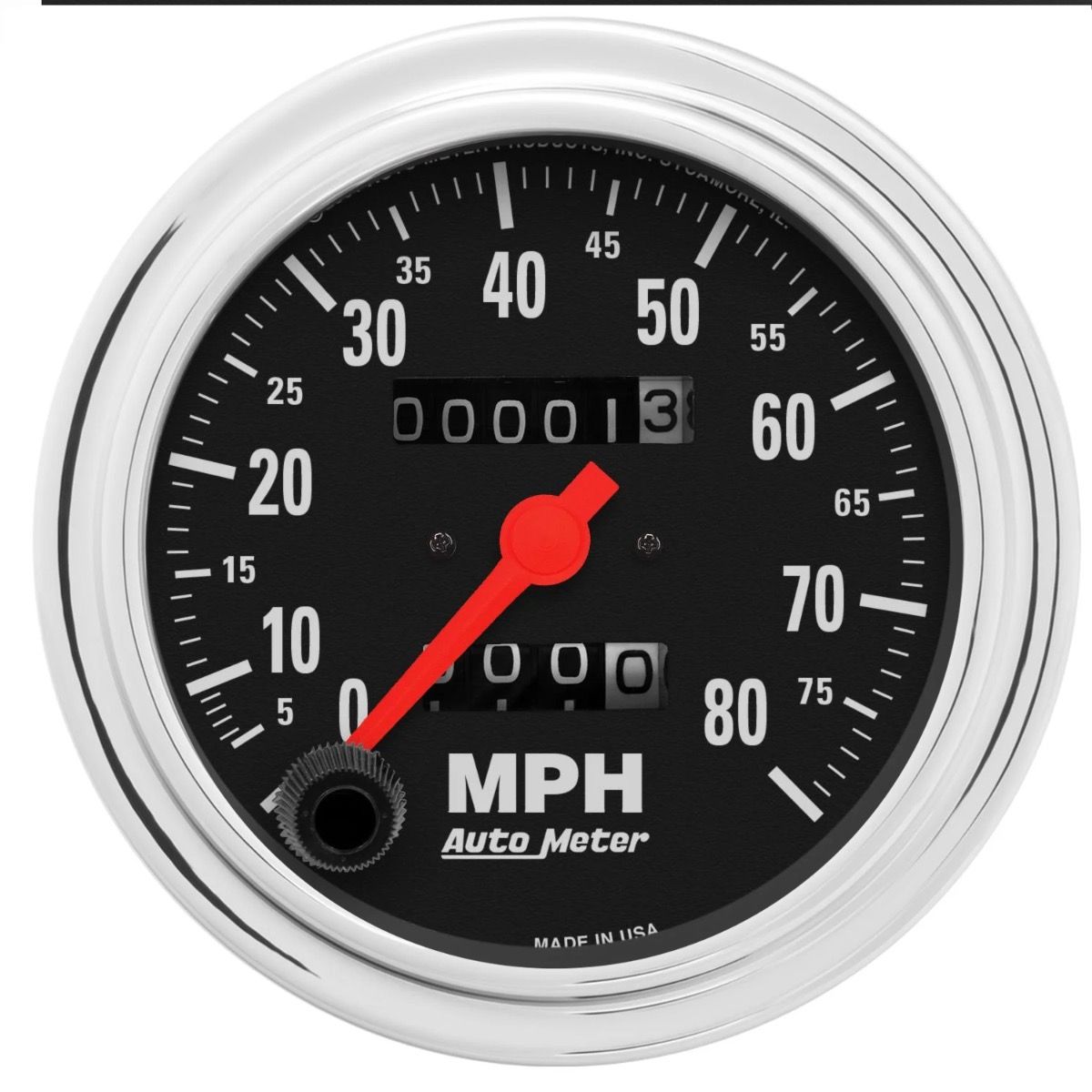 AutoMeter Traditional Chrome 3-3/8in 80 MPH Mechanical Speedometer (2490)