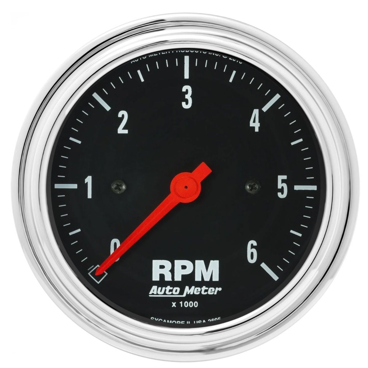 AutoMeter Traditional Chrome 3-3/8in 6K RPM In-Dash Mechanical Tachometer (2495)