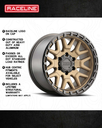 Raceline 953 Krank Bronze | 16x8" +0mm | 6x139.7mm Wheel