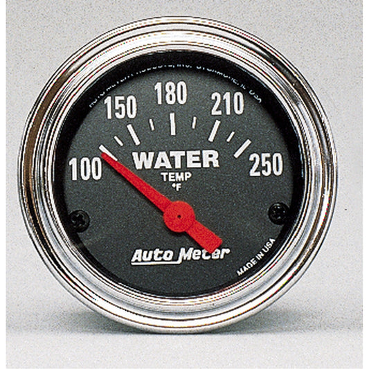 AutoMeter Traditional Chrome 52mm 100-250 Deg F Short Sweep Electricall Water Temperataure Gauge (2532)