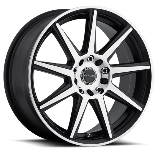 Raceline 144 Storm Black & Machined | 15x7" +40mm | 5x100/5x114.3mm Wheel