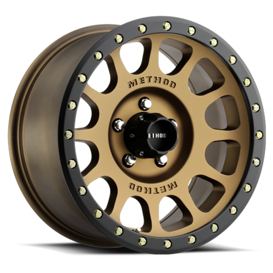 (set of 4) Method MR305 NV Bronze - Matte Black Lip | 17x8.5" +25mm | 5x150mm Wheel