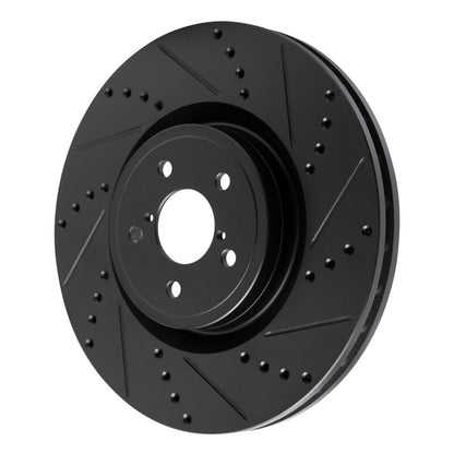 R1 Concepts Subaru Impreza Front Drilled & Slotted Black Rotor (ECB-13014R)