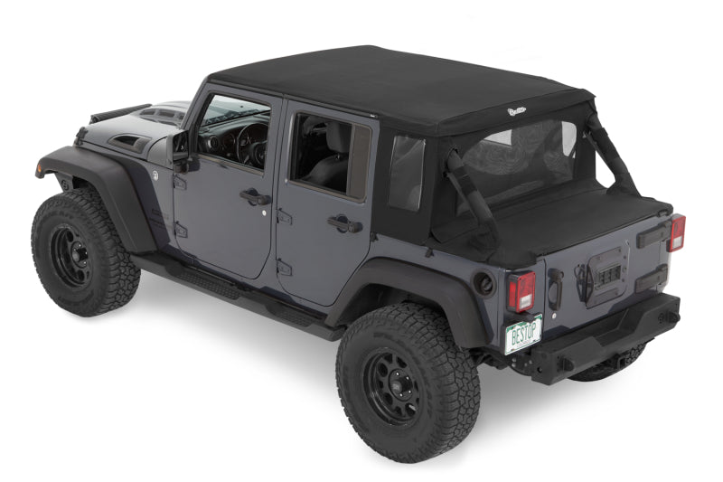 Bestop 80103-17 Halftop Conversion Kit For Jeep Wrangler JK 07-18 4-Door Black Twill