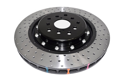 DBA 5000 Series 2-Piece Drilled Front Rotor w/ Black Hat | Subaru WRX STI (18-21) (DBA53050BLKXD-10)
