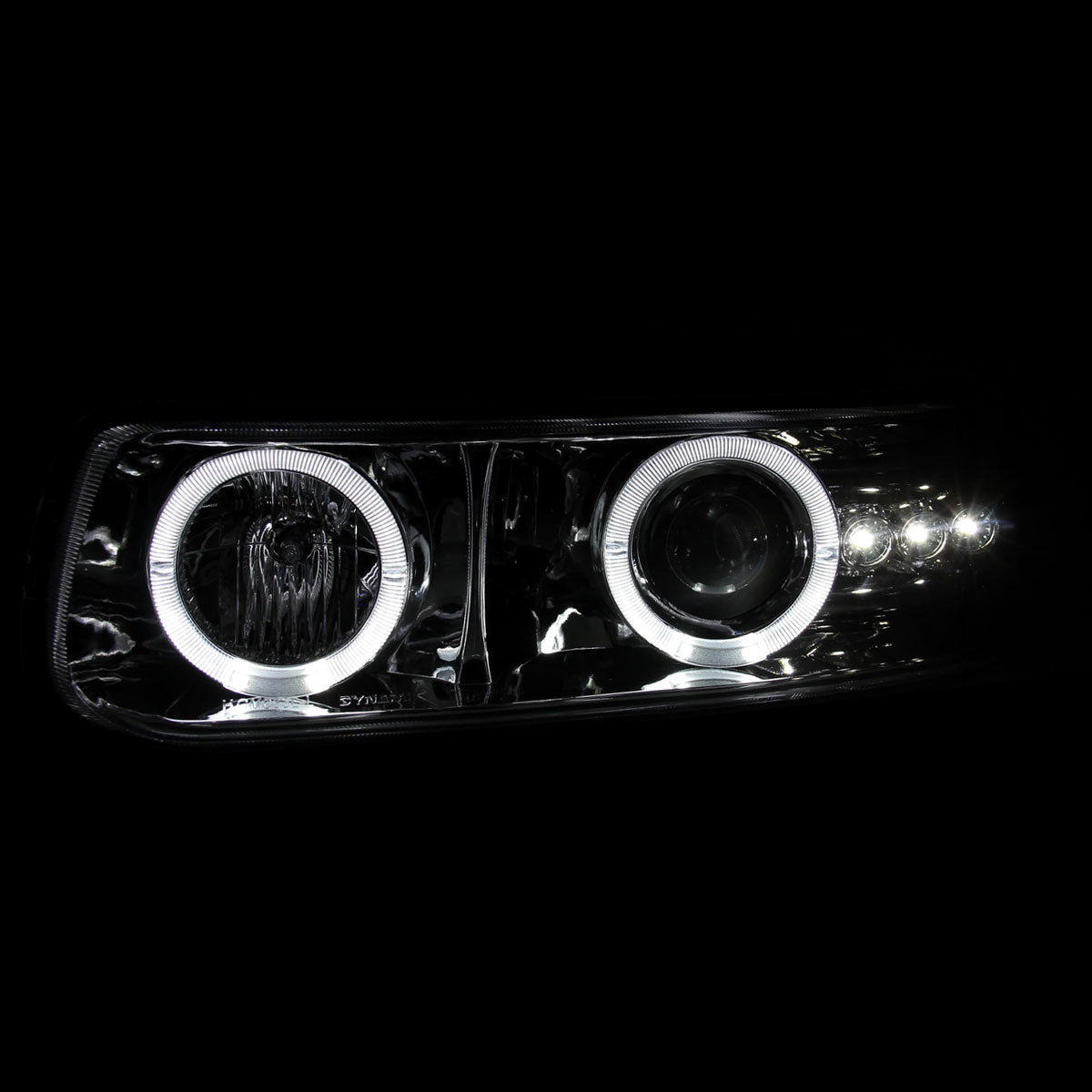 1999-2002 Chevrolet Silverado/ 2000-2006 Chevrolet Tahoe/Suburban Dual Halo Projector Headlights with LED Turn Signal Bumper Lights (Chrome Housing/Clear Lens)