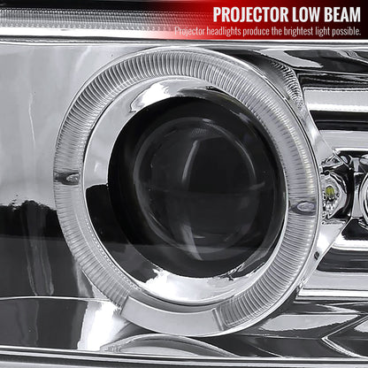 1999-2002 Chevrolet Silverado/ 2000-2006 Chevrolet Tahoe/Suburban Dual Halo Projector Headlights with LED Turn Signal Bumper Lights (Chrome Housing/Clear Lens)