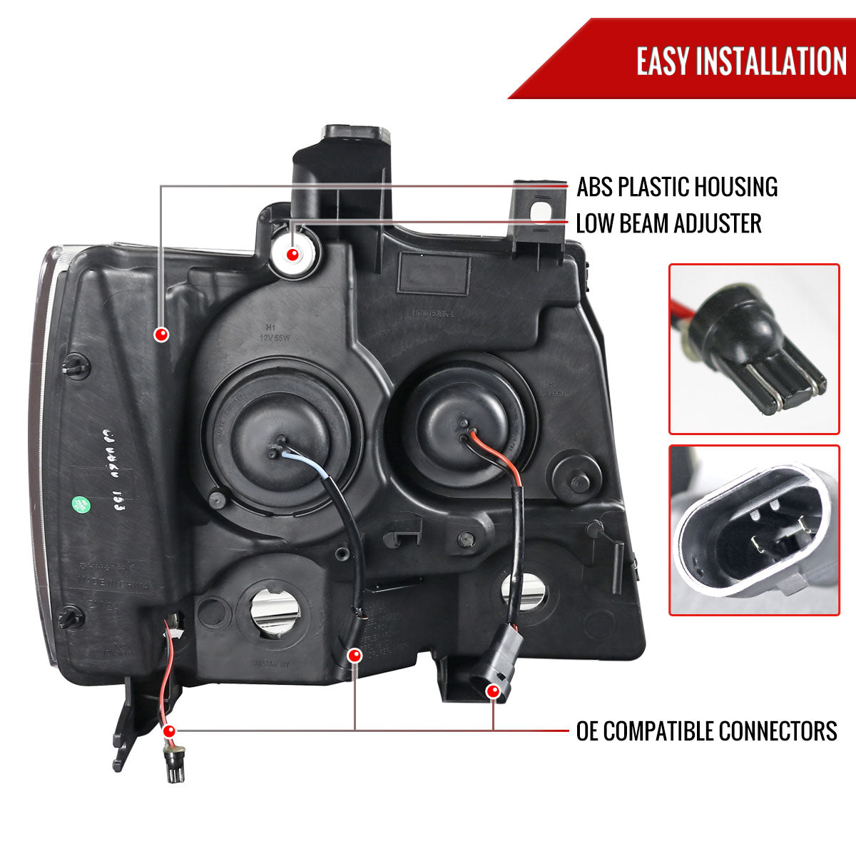 2007-2013 Chevrolet Avalanche/ 2007-2014 Tahoe Suburban LED C-Bar Projector Headlights (Black Housing/Smoked Lens)