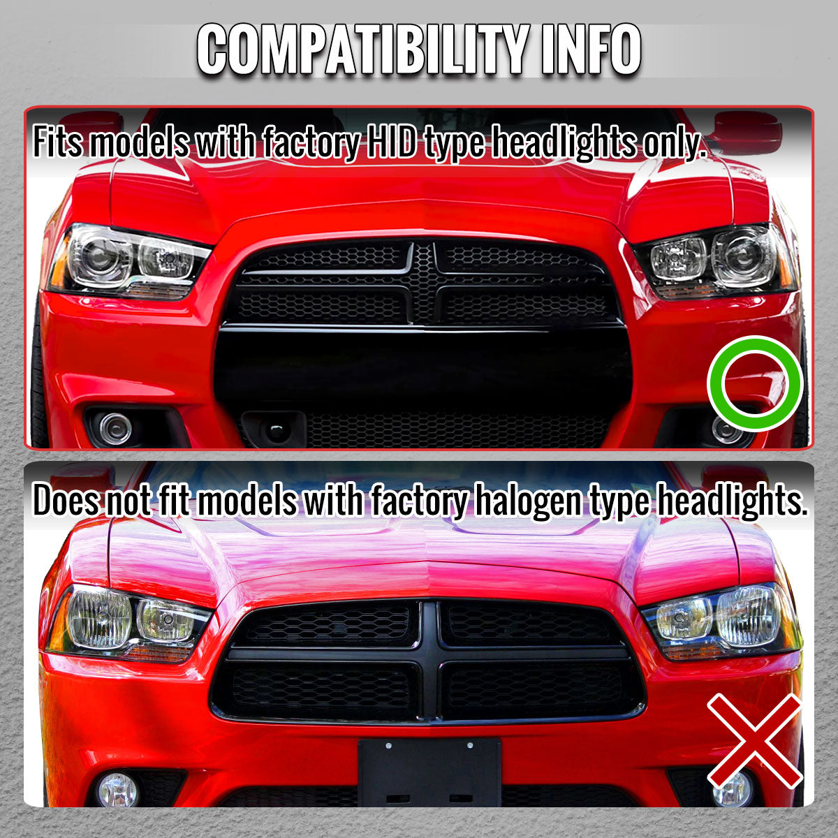 2011-2014 Dodge Charger HID Projector Headlights w/ LED DRL Light Strip Sequential Turn Signal and Side Marker (Black Housing / Clear Lens)