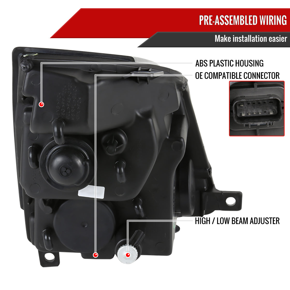 2008-2014 Cadillac CTS SMD LED Light Strip Projector Headlights (Black Housing/Smoked Lens)