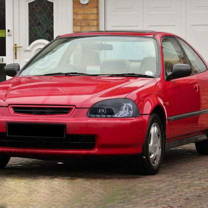 1996-1998 Honda Civic Projector Headlights w/ R8 Style LED Light Strip (Glossy Black Housing/Smoked Lens)