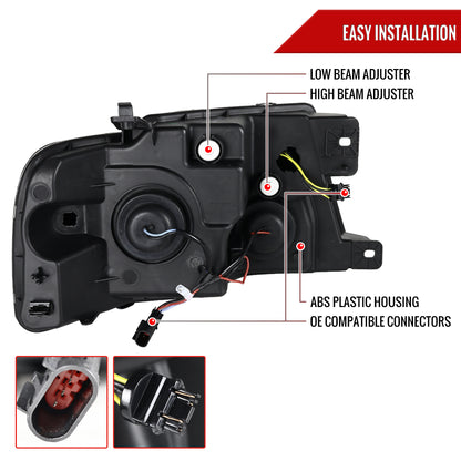 2004-2008 Ford F-150/ 2006-2008 Lincoln Mark LT Switchback Sequential LED C-Bar Projector Headlights (Black Housing/Smoked Lens)