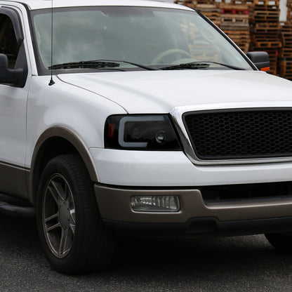 2004-2008 Ford F-150/ 2006-2008 Lincoln Mark LT Switchback Sequential LED C-Bar Projector Headlights (Black Housing/Smoked Lens)