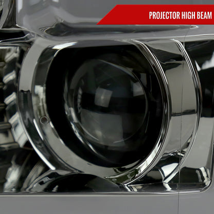 2015-2017 Ford F-150 LED Bar Projector Headlights w/ Switchback Sequential Turn Signals (Chrome Housing / Smoked Lens)