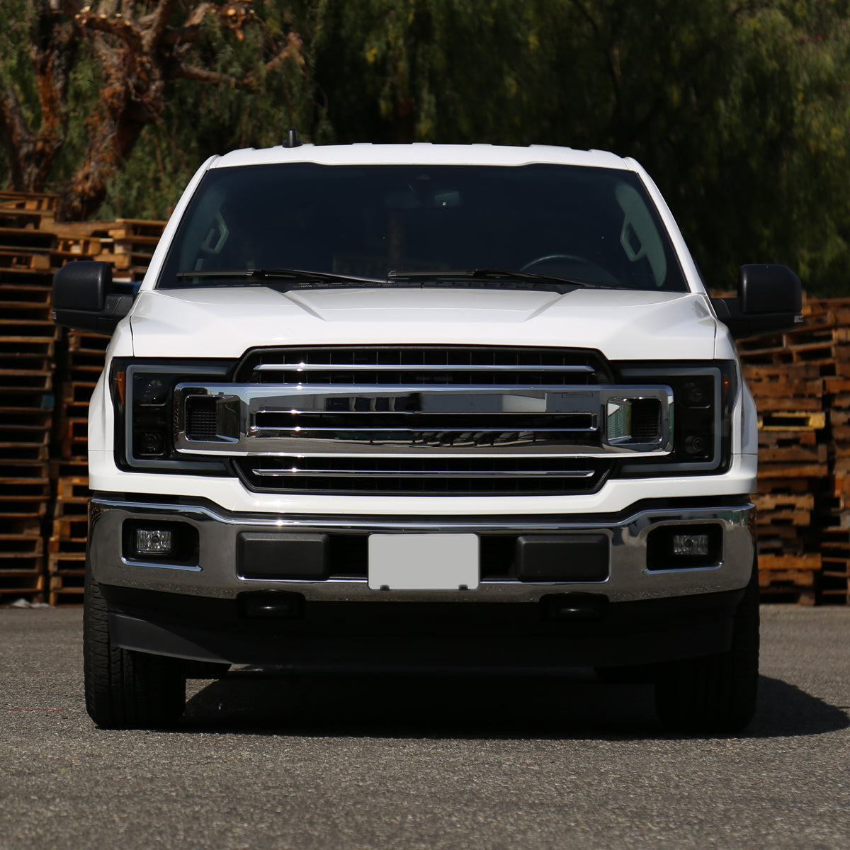 2018-2020 Ford F-150 LED C-Bar Projector Headlights w/ Switchback Sequential Turn Signal Lights (Matte Black Housing / Smoked Lens)