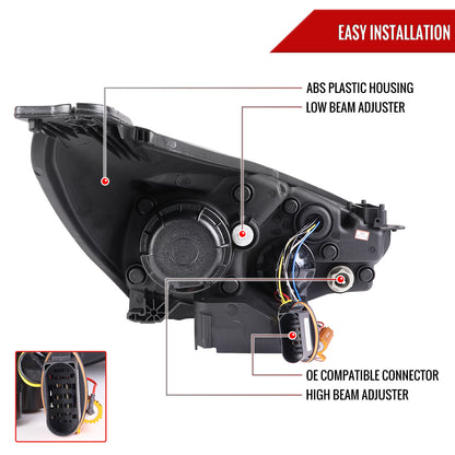 2015-2018 Ford Focus LED Sequential Signal Projector Headlights (Jet Black Housing/Clear Lens)