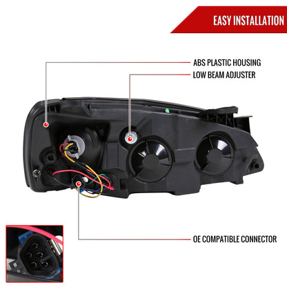2005-2010 Pontiac G6 Projector Headlights w/ LED Light Strip (Black Housing/Smoked Lens)