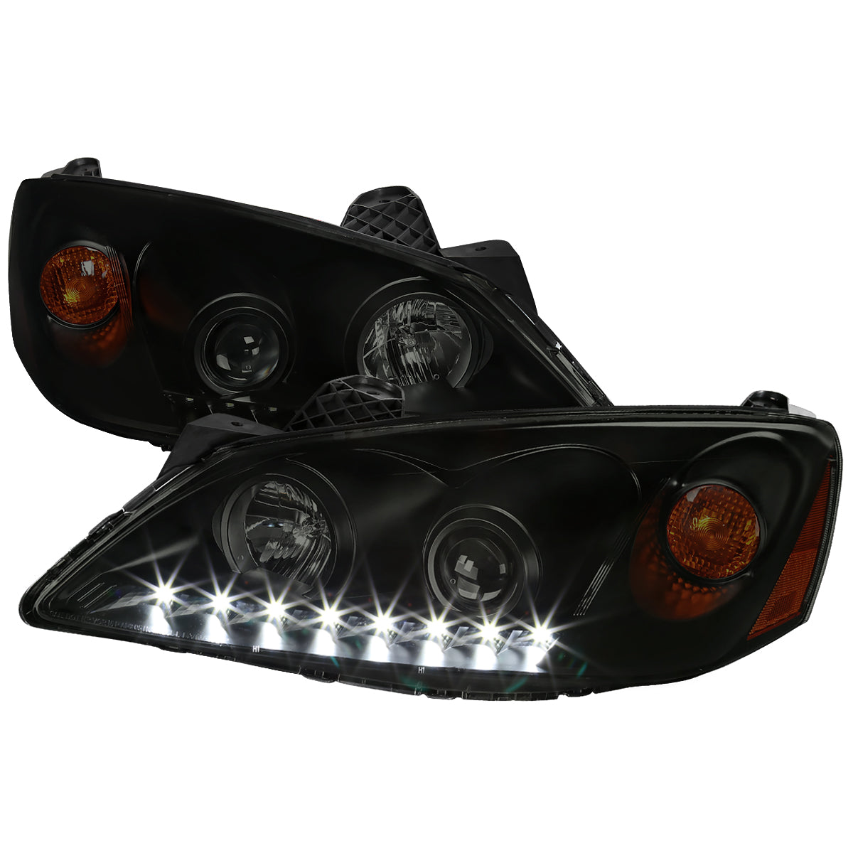 2005-2010 Pontiac G6 Projector Headlights w/ LED Light Strip (Black Housing/Smoked Lens)
