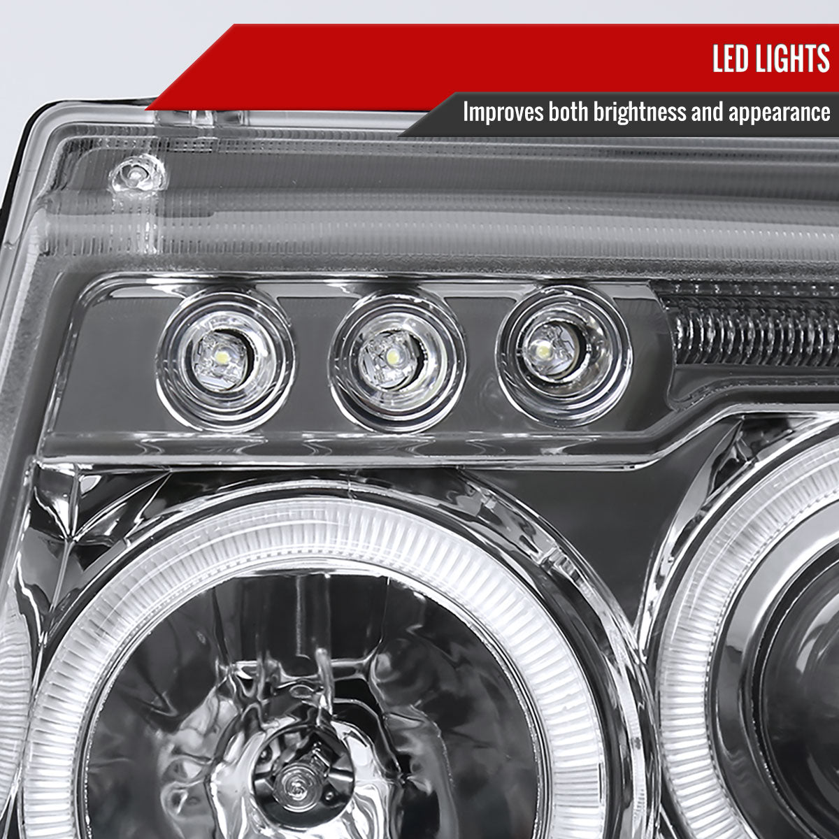 1999-2004 Jeep Grand Cherokee Dual Halo Projector Headlights (Chrome Housing/Clear Lens)