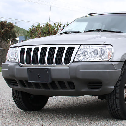 1999-2004 Jeep Grand Cherokee Dual Halo Projector Headlights (Chrome Housing/Clear Lens)