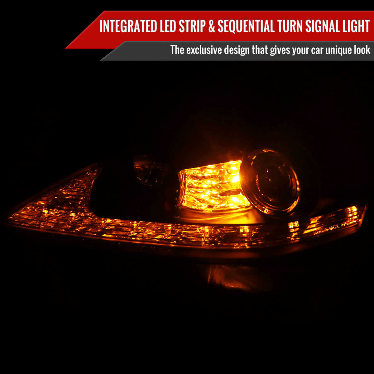 2006-2010 Lexus IS250/IS350 SMD LED Light Strip Projector Headlights w/ Sequential Turn Signals (Glossy Black Housing/Smoked Lens)