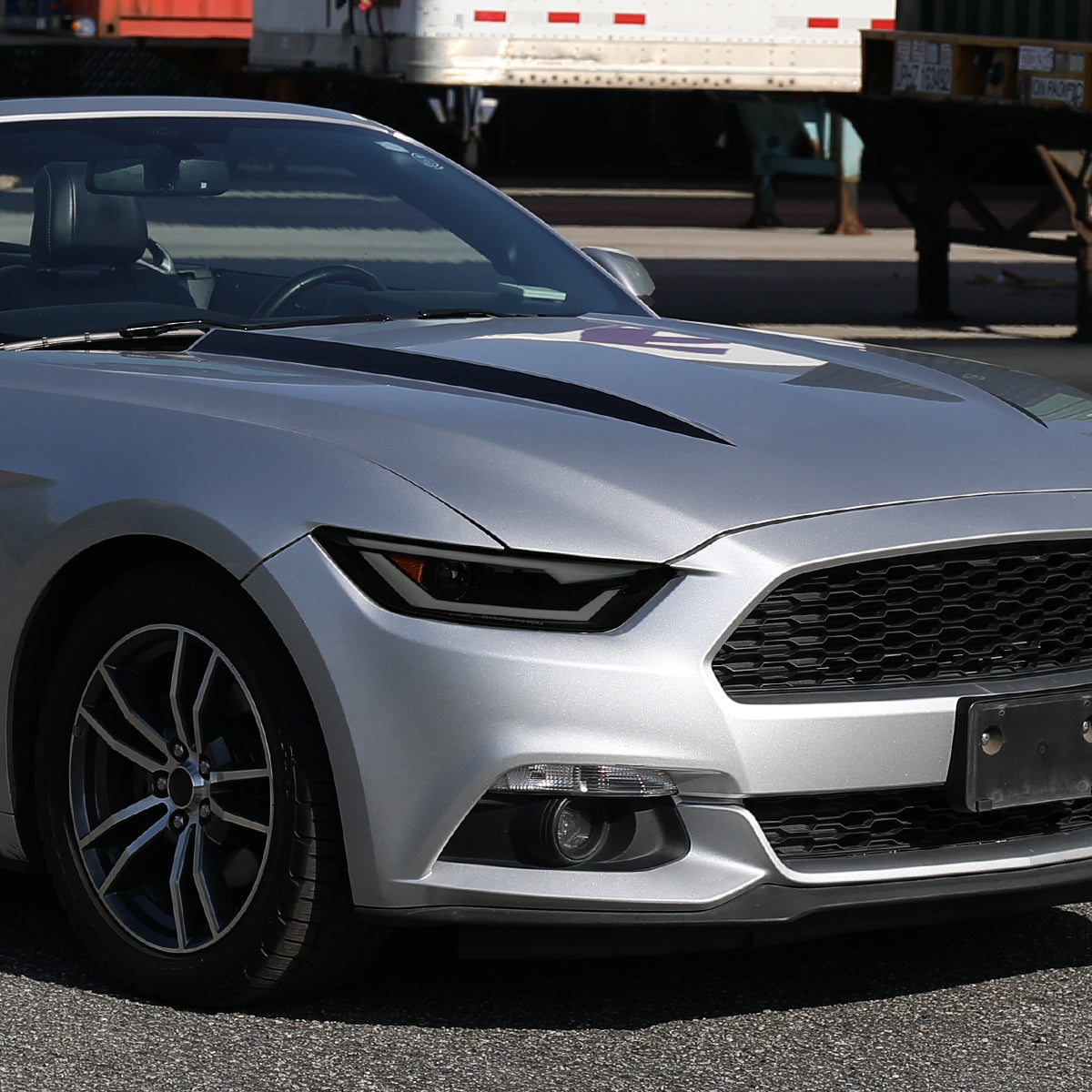 2015-2017 Ford Mustang / 2018-2020 Mustang Shelby LED Bar Xenon HID Projector Headlights (Black Housing/Smoked Lens)