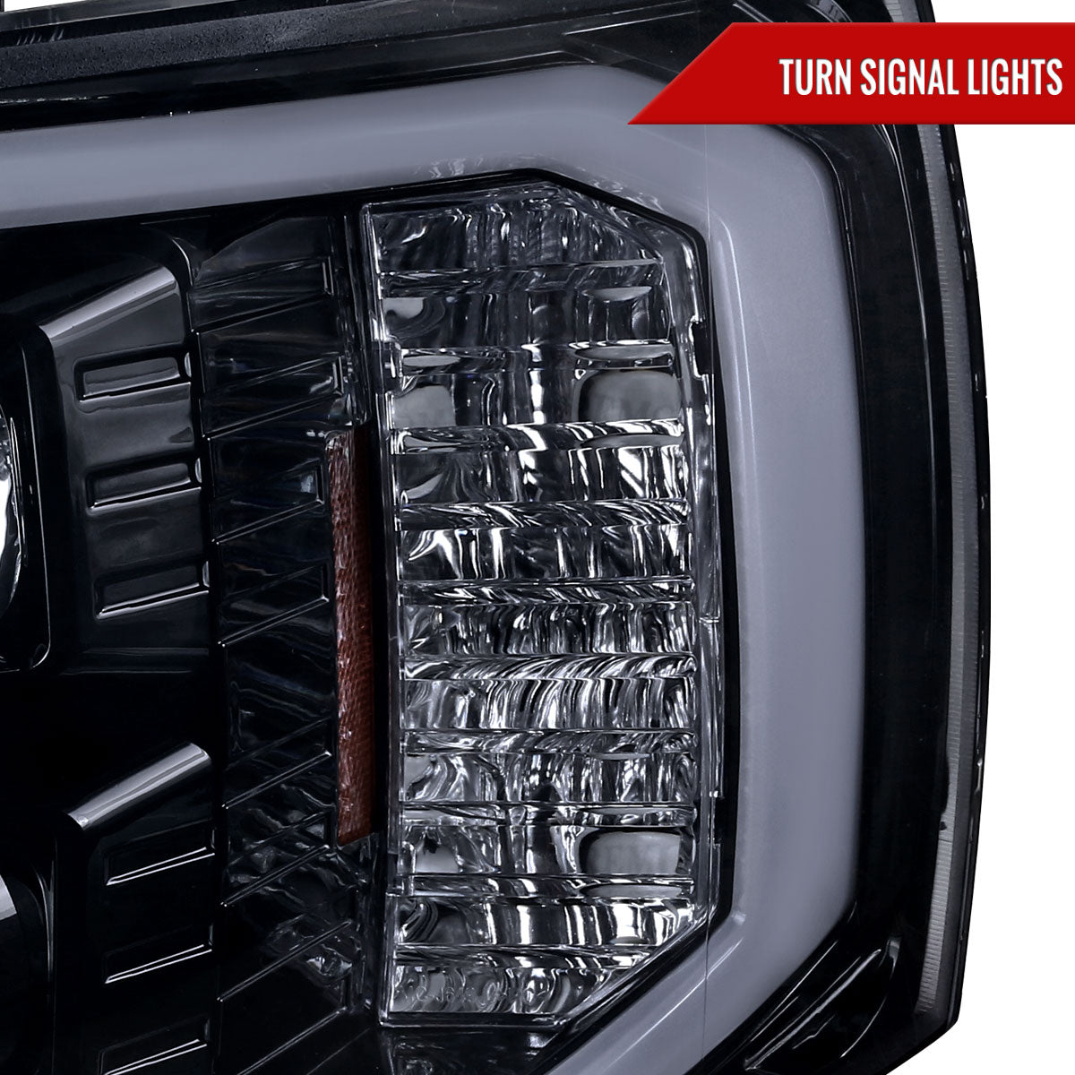 2007-2013 Chevrolet Silverado 1500/ 2007-2014 Silverado 2500HD 3500HD LED C-Bar Projector Headlights (Glossy Black Housing/Smoked Lens)