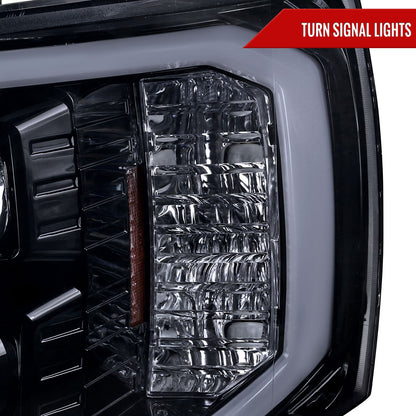 2007-2013 Chevrolet Silverado 1500/ 2007-2014 Silverado 2500HD 3500HD LED C-Bar Projector Headlights (Glossy Black Housing/Smoked Lens)