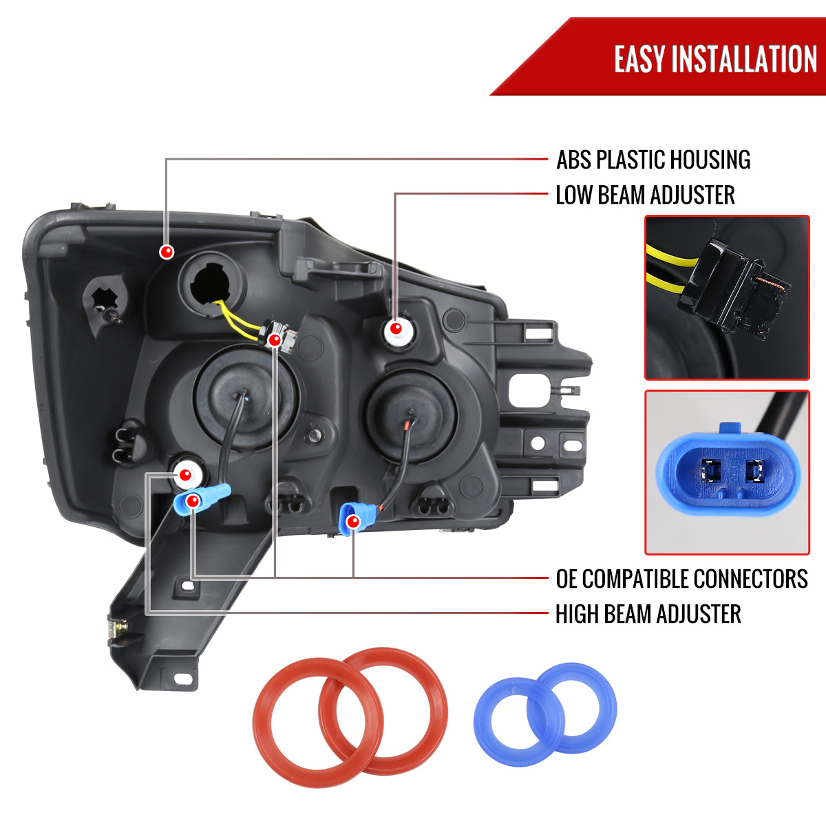 2004-2015 Nissan Titan/ 2004-2007 Armada LED C-Bar Projector Headlights w/ Switchback Sequential Turn Signals (Black Housing/Smoked Lens)