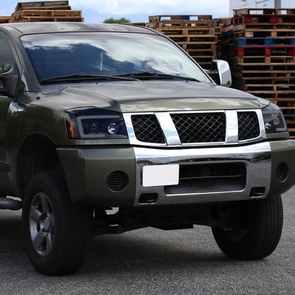2004-2015 Nissan Titan/ 2004-2007 Armada LED C-Bar Projector Headlights w/ Switchback Sequential Turn Signals (Black Housing/Smoked Lens)