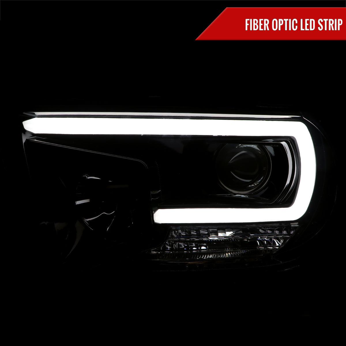 2007-2013 Toyota Tundra/ 2008-2017 Sequoia LED C-Bar Projector Headlights (Glossy Black Housing/Smoked Lens)