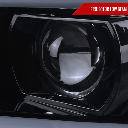 2007-2013 Toyota Tundra/ 2008-2017 Sequoia LED C-Bar Projector Headlights (Glossy Black Housing/Smoked Lens)