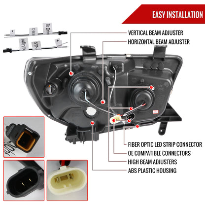 2007-2013 Toyota Tundra/ 2008-2017 Sequoia LED C-Bar Projector Headlights (Glossy Black Housing/Smoked Lens)