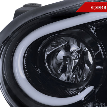 2004-2005 Subaru Impreza WRX/STI Outback Projector Headlights w/ LED Light Bar (Glossy Black Housing/Smoked Lens)