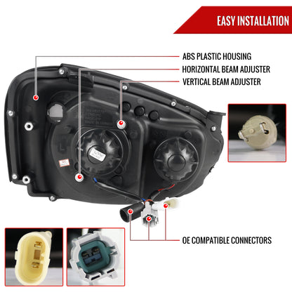 2004-2005 Subaru Impreza WRX/STI Outback Projector Headlights w/ LED Light Bar (Glossy Black Housing/Smoked Lens)