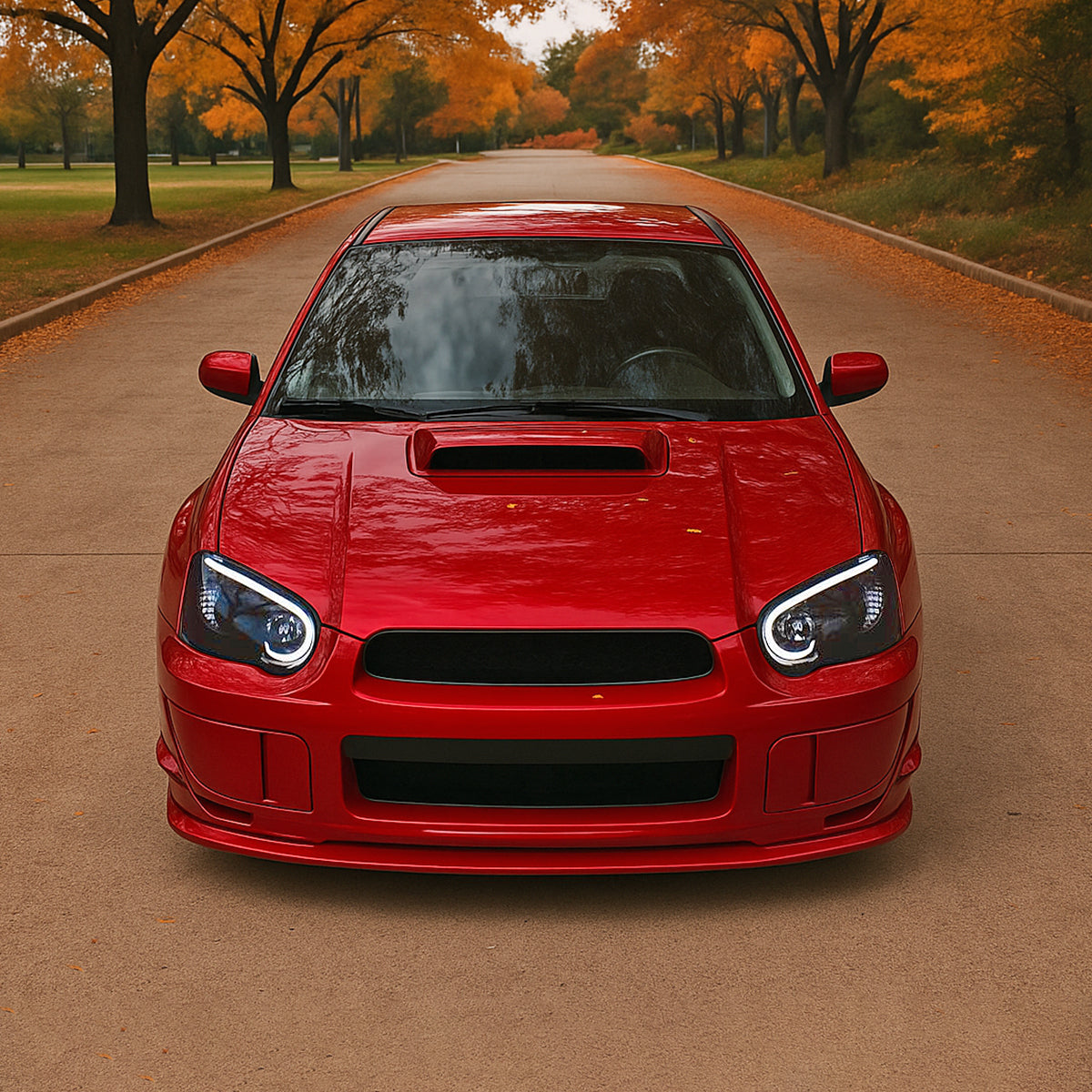 2004-2005 Subaru Impreza WRX/STI Outback Projector Headlights w/ LED Light Bar (Glossy Black Housing/Smoked Lens)