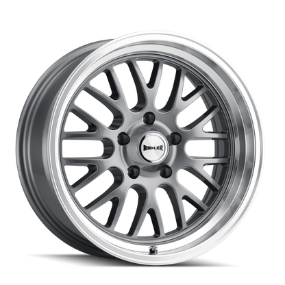 Ridler Wheels 607 Gloss Grey Machined | 18x8" +0mm | 5x120.65mm Wheel