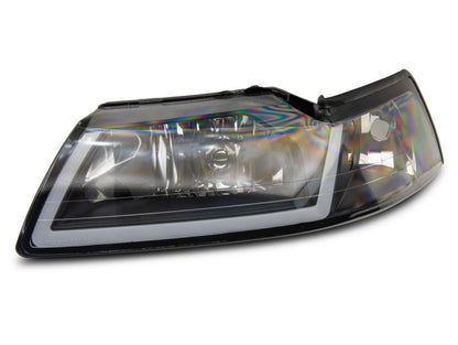 Raxiom 99-04 Ford Mustang Axial Headlights w/ Seq LED Bar Blk (422713)