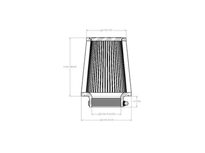 aFe POWER Universal Clamp-On Air Filter w/ D2 Dura-Dry Media - 3-1/2in F x 6in B x 4-3/4in T x 7in H