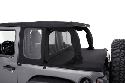 Bestop 80101-17 JL 2-Door Halftop Conversion Kit Premium Black Twill For Jeep Wrangler JL