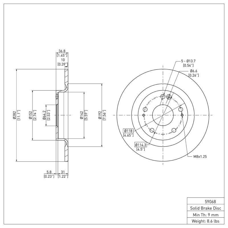 DFC 17-20 Honda Civic Sedan R Brake Rotor | Civic 06-22 (600-59068)