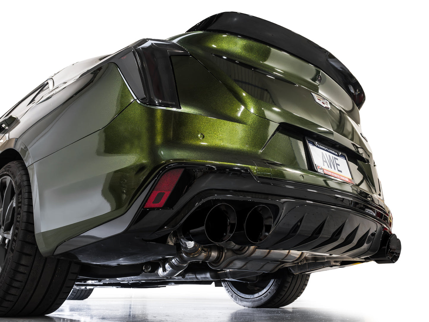 AWE Tuning 2021+ Cadillac CT4-V Blackwing SwitchPath Exhaust - Diamond Black Tips (3025-43436)