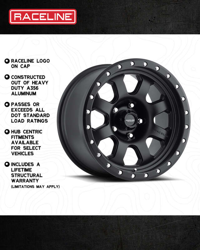 Raceline 929 Avenger Satin Black | 17x9" -12mm | 5x127mm Wheel