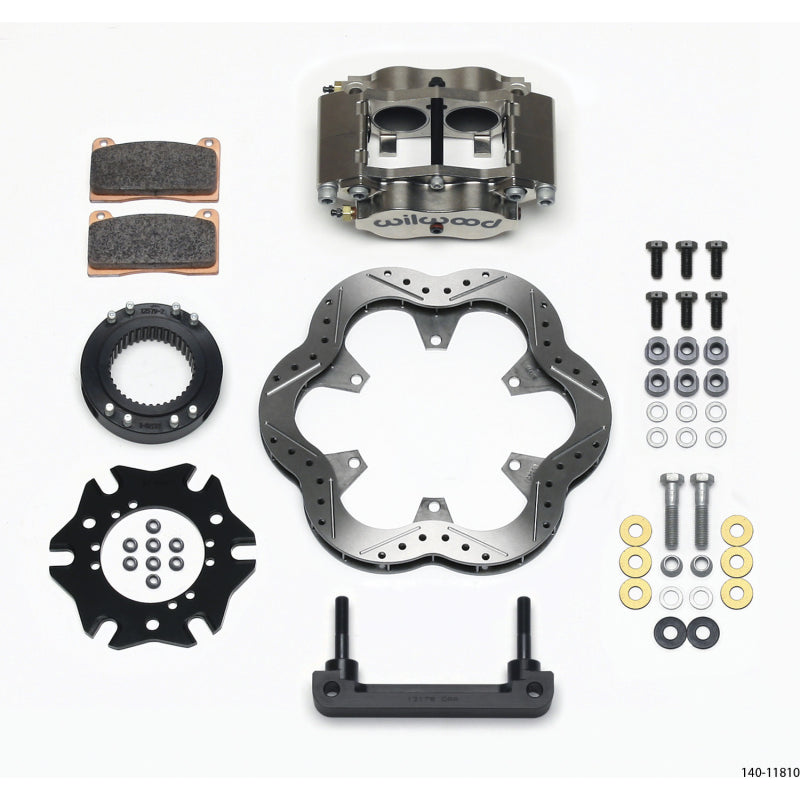 Wilwood Wilwood Billet Narrow Dynalite Radial Mount Midget Inboard Brake Kit - Type III Anodize Caliper - Drilled Rotor