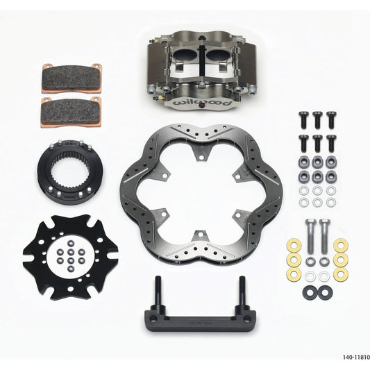 Wilwood Wilwood Billet Narrow Dynalite Radial Mount Midget Inboard Brake Kit - Type III Anodize Caliper - Drilled Rotor