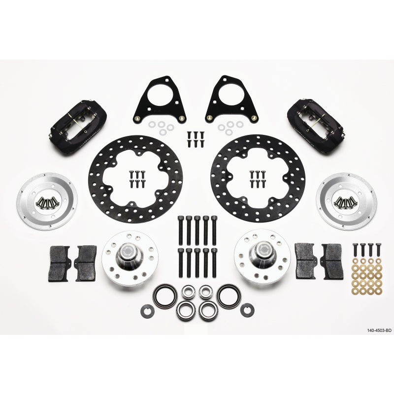 Wilwood Dynalite Front Drag Brake Kit - Black - Drilled Rotor - 87-93 Mustang 84-86 SVO