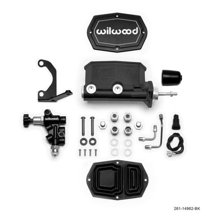 Wilwood Tandem Master Cylinder - 15/16 in Bore - 1.10 in Stroke - Integral Reservoir - Black
