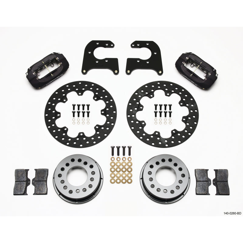 Wilwood Forged Dynalite Rear Drag Brake Kit - Black Anodized Caliper - Drilled Rotor - Mopar/Dana