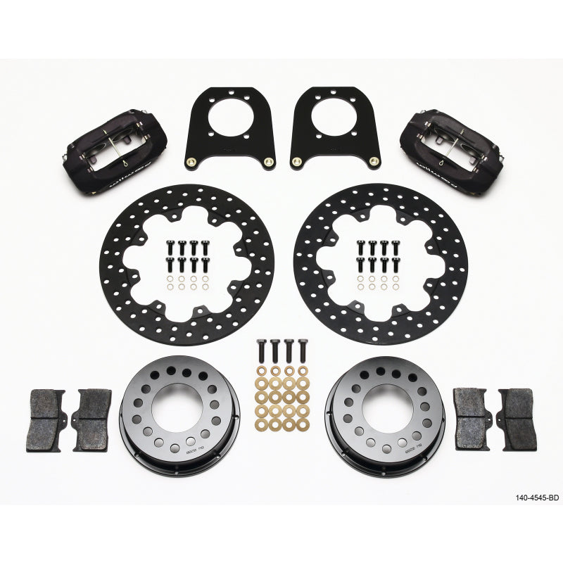 Wilwood Dynalite Rear Drag Brake Kit - Black - Drilled Rotor - 12 Bolt Chevy w/C-Clip Elim.