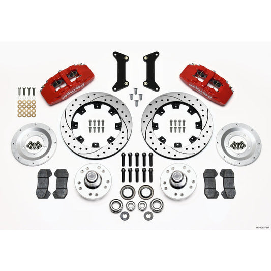 Wilwood Dynapro Front Brake System - 6 Piston Caliper - 12.19 in Drilled / Slotted  Rotor - Offset Hub - Red Powder Coat - GM G-Body 1980-87